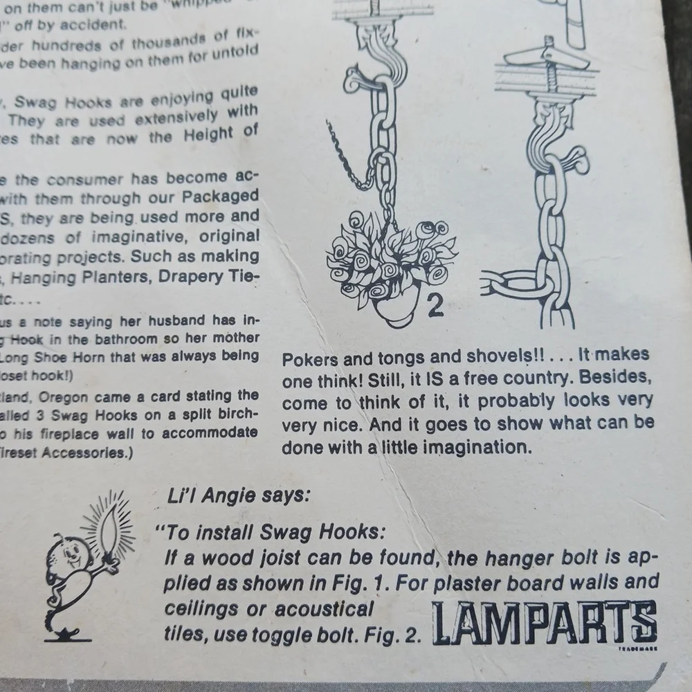 Angelo Lamparts Vintage Swag Hooks Ceiling Mounting Hardware